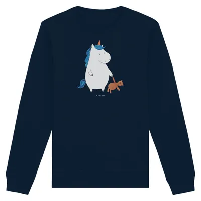 Produktbild von Mr. & Mrs. Panda Nachhaltiger Pullover Einhorn Teddy Größe XS - French Navy - Geschenk, Einhörner, Gute Nacht, Organic Baumwolle, Sweater, Sweatshirt, schlafen, Pulli, Bett
