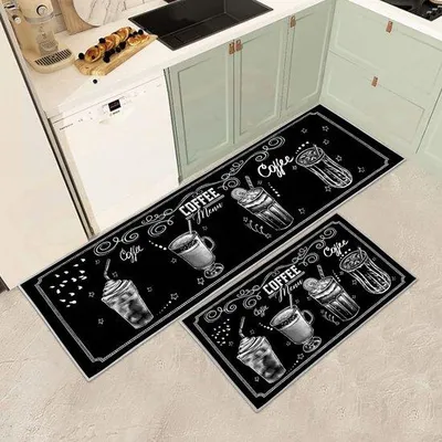 Productafbeelding van Antislip, wasbare set keukenmatten, keukenrenners set van 2, antivermoeidheids keukenmat voor woondecoratie, kantoorkast (D, 120 cm x 40 cm x 0,2 cm)