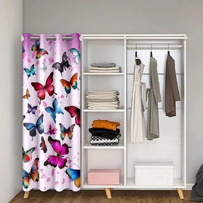 Obrázek produktu pro Záclona na dveře s motivem motýlů, rozměry 150x203 cm, dekorace do interiéru