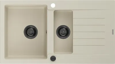 Immagine prodotto di Mexen Matias lavello in granito 1,5 vasche con gocciolatoio 900 x 505 mm, beige, sifone nero - 6502901505-69-B