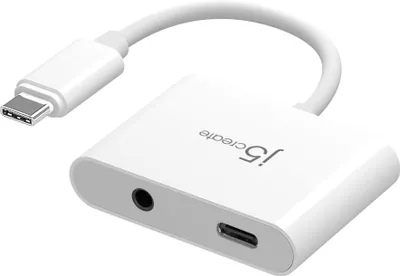 Immagine prodotto di j5create JCA122 - Adattatore da USB-C a jack per cuffie/ricarica - da 24 pin USB-C maschio a 24 pin USB-C, jack da 3,5 mm