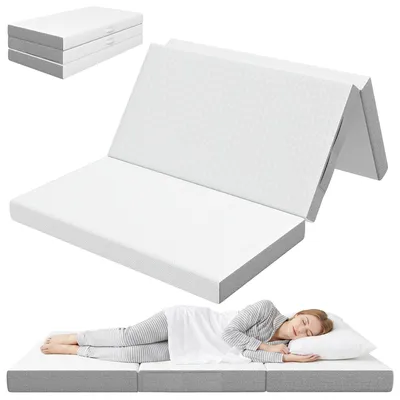 Immagine prodotto di Materasso Pieghevole in Memory Foam 195x120cm, Altezza 10 cm, Rivestimento Lavabile, Grigio