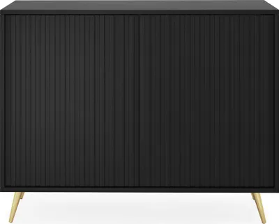 Produktbild von Selsey - Bello, Kommode mit Lamellenfronten, 104 cm breit, schwarz mit goldenen Beinen