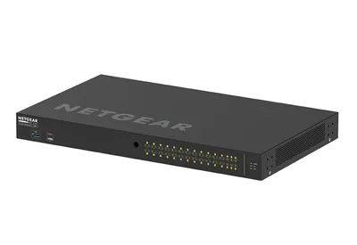 Image de NETGEAR AV Line M4250-26G4F-PoE+ - Commutateur - L3 - géré - 24 x 10/100/1000 (PoE+) + 2 x 10/100/1000 + 4 x 1000Base-X SFP - flux d'air latéral - montable en rack - PoE+ (300 W)