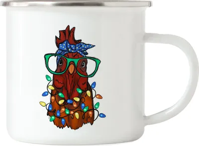 Produktbild von Thanksgiving Emaille Tasse Truthahn Weihnachtsdekoration Lichterketten Merry Christmas Frohes Fest