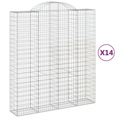Produktbild von Gabionen mit Hochbogen 14Stk. 200x50x220/240cm Verzinktes Eisen