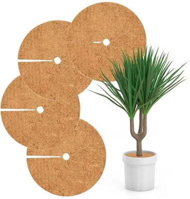 Zdjęcie produktu dla 4 sztuki krążków z mulczu kokosowego o średnicy 37 cm, warstwa ochronna na zimę, ochrona roślin, warstwa przeciwmrozowa, warstwa chroniąca przed zimnem