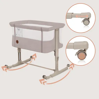 Produktbild von Lionelo Aurora 3in1 - Beistellbett, Babywiege, freistehendes Babybett - mit Matratze, mit Tragetasche, Stufenlose Höhenverstellung-Bis 9 kg-Cappucino