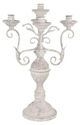 Zdjęcie produktu dla Clayre & Eef Świecznik Ø 29x58 cm Biały Metal