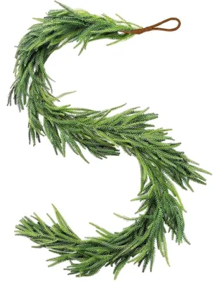 Immagine prodotto di Ghirlanda natalizia in pino Norfolk, 1,8 metri, verde artificiale, confezione da 2 pezzi