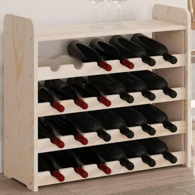 Obrázek produktu pro Stojan na víno s horní policí 67,5x25x60 cm z masivního borovicového dřeva