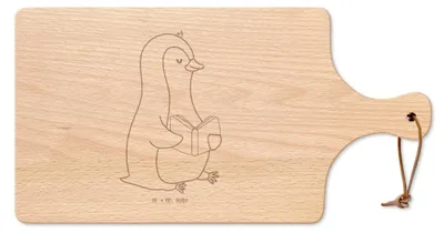 Produktbild von Mr. & Mrs. Panda schneidbrett Pinguin Buch - Transparent - Geschenk, Holzbrett, Lesen, Brett, käsebrett holz, servierbrett, Nichtstun, Pause, Urlaub, Pizzabrett, Ausruhen