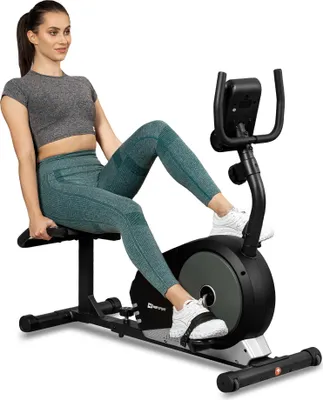 Produktbild von Hop-Sport Liegeergometer HS-040L, sicherer Liegeheimtrainer mit Handpulssensoren, komfortabler Heimtrainer - 8 Widerstandsstufen, bis zu 120 kg Silber