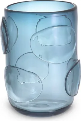 Produktbild von Casa Padrino Luxus Deko Glas Vase Blau Ø 19 x H. 27 cm - Elegante mundgeblasene Blumenvase - Luxus Kollektion