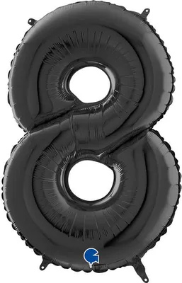 Image de Ballon gonflable numéro 8 noir 66cm