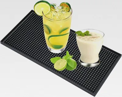 Produktbild von 30CM Bar Spülmatte Abtropfmatte abspülmatte schwarz Barmatte silicone dish mat für Hausbar, Grill und Wohnaccessoires, PVC-Gummimatte zum Trocknen von Geschirr und Gläsern, für Restaurants Küche