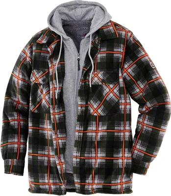 Produktbild von Terrax Workwear Herren Thermohemd mit Kapuze - Arbeitsjacke Holzfällerhemd Thermojacke in Frostgrün-Orange Größe XL