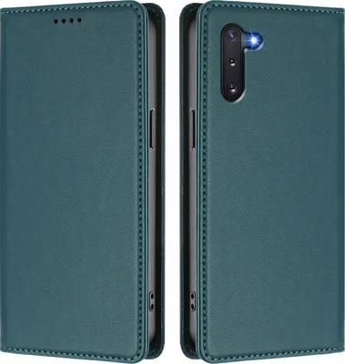 Image de Etui en cuir pour Samsung Galaxy Note 10, étui magnétique en cuirPolyuréthaneavec support Vert