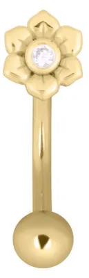 Produktbild von Wildcat Micro Bananabells - Flower Micro Bananabell aus , Körperstelle: Ohr, Bauchnabel, Stärke: 1,2mm| Länge: 8,0mm, Gold-Kristallklar