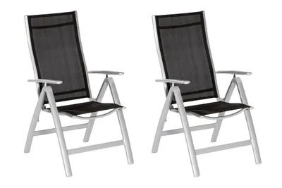 Produktbild von Merxx Gartensessel Carrara schwarz 2er Set, klappbar - Aluminium/Textil