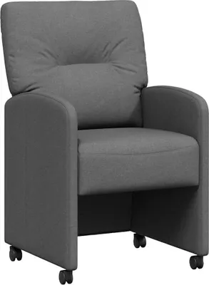 Image de vidaXL : 2 chaises de salle à manger avec roulettes, revêtues en tissu gris foncé