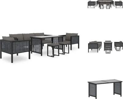 Produktbild von vidaXL 8-tlg. Garten-Lounge-Set mit Auflagen Poly Rattan Anthrazit -  Gartenmöbel-Sets