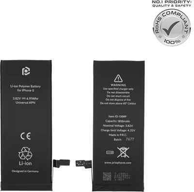 Produktbild von Prio Akku für iPhone 6 inkl. Akku-Kleber (Universal APN)
