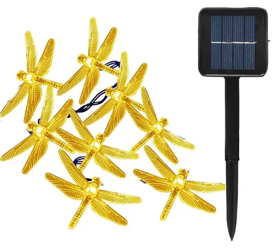 Solar-Libellen-Lichterkette 20 LED 4,9 m warmweiß wasserdicht