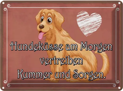 Produktbild von vianmo Blechschild 30x40 cm Hundeküsse Kummer und Sorgen Tier Haustier Hund