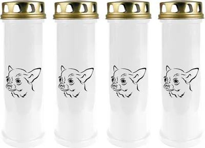 Imagen del producto de Velas blancas, paquete de 4 unidades, duración de la llama: 100 horas (por vela), diseño: Chihuahua