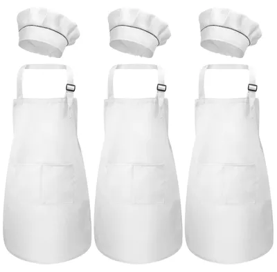 Produktbild von Set bestehend aus einem Kochschürze und einer Kochmütze, 6 Stück, für Kinder, Küche, Garten, Kochschürzen für Jungen und Mädchen, Küchenschürze