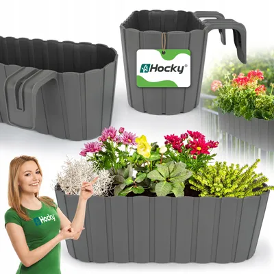 Obrázek produktu pro Šedá balkonová truhlíková květináč 38 cm s držáky