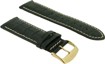 Produktbild von Minott | Uhrenarmband 24mm Leder schwarz Krokoprägung Kontrastnaht
