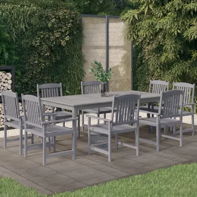 Productafbeelding van Maison Exclusive - Tuinset voor buiten, 9-delig, massief acaciahout, grijs