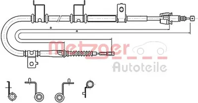 Produktbild von METZGER 17.2576 Handbremsseil Hinten Rechts