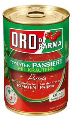 Produktbild von Oro di Parma Tomaten passiert mit Kräutern (400g Dose)