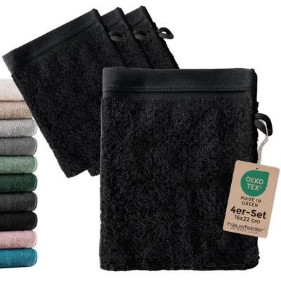 Produktbild von Waschhandschuh 4er Set, Schwarz