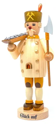 Rauchermännchen Bergmann, 25 cm, natur, Handarbeit aus dem Erzgebirge