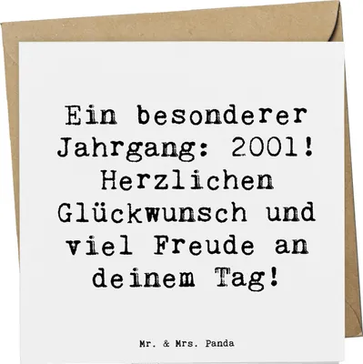Produktbild von Mr. & Mrs. Panda doppelkarte Spruch 2001 Geburtstag - Weiß - Geschenk, Glückwunschkarte, Jahrgang, faltkarte, Happy Birthday, Geburtstagsgeschenk, Alter, Klappkarte