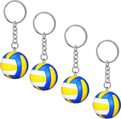 Imagen del producto de Mini llaveros de voleibol, 4 unidades, color azul, para amantes del deporte