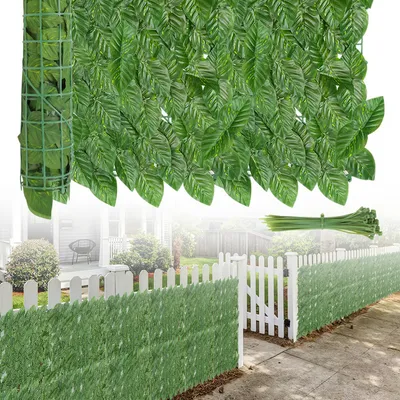 Immagine prodotto di Jayseuw Siepe frangivista Frangivento 1*3M Edera Frangivista Rivestimento per balcone Recinzione di foglie, Vaniglia
