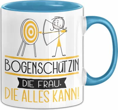 Produktbild von Bogenschützin Geschenk Tasse Becher Die Frau Die Allen Kann Geschenkidee für eine Bogenschützin Lustig (Blau)