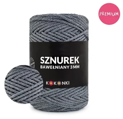 Produktbild von Premium Baumwollkordel Kokonki 3 mm, 100 m Rolle, Mittelgrau 387 – robust & flexibel