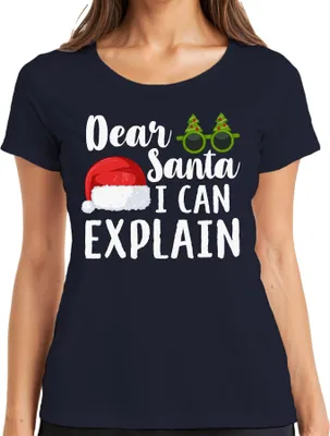Produktbild von Dear Santa I Can Explain Weihnachtsspruch - Weihnachten Weihnachtsgeschenk Christmas Damen T-Shirt, Navy, M