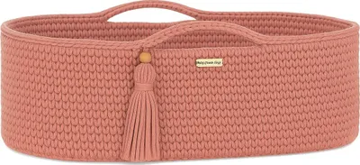Obrázok produktu pre Ručne vyrobený boho košík na bábätko z bavlny s matracou – farba blush (jemná ružová)