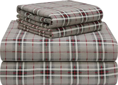 Productafbeelding van 180 GSM Luxe Katoen Gedrukt Flanel Blad Set, California Koning, Derby