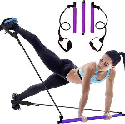 Produktbild von Famanu Pilatesstange - Mit Widerstandsbändern für vielseitiges Training