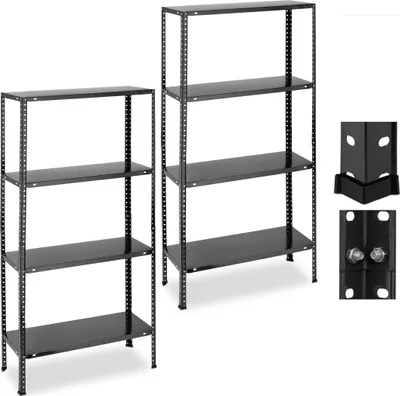 Produktbild von relaxdays Schwerlastregal 2er Set 4 Ebenen schwarz