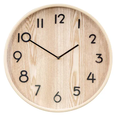 Produktbild von Wanduhr 38cm Rund Natur Schwarz MDF Holzuhr Wanddeko Design Uhr Wandobjekt Deko Bohostil Analog Küchenuhr