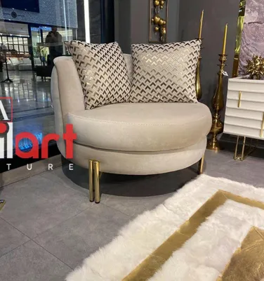 Immagine prodotto di Poltrona Seduta Design Soggiorno Tappezzeria Legno Tappezzeria Moderna Lusso Beige